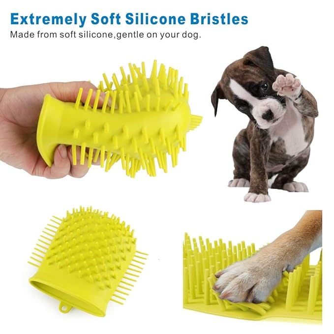 Idepet Dog Paw Cleaner Cup with Towel Pet Foot Washer Protable Dog Cleaning Brush for Puppy Cats Massage Grooming Dirty Claw (Green)