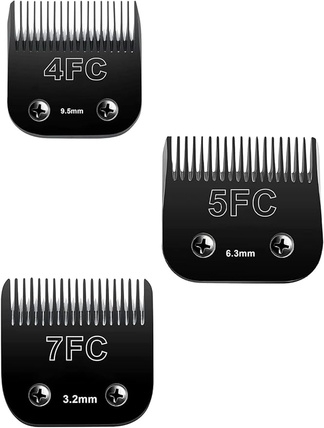 Detachable Pet Dog Clipper Blades,Compatible with Oster A5, Wahl KM Series Clippers,Made of Ceramic,Black,3 Pack (4FC 5FC 7FC)
