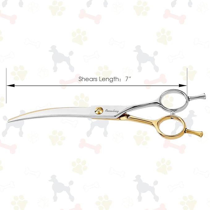 Dog Cat Scissors for Grooming, Pet Shears for Thick Coats and Matted Hair, Thinner Curved Straight Chunker Stainless Steel Shears