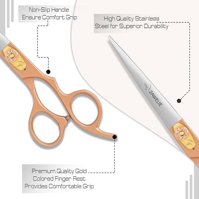 Straight Dog Grooming Scissor- 7.5” Scissor for dogs,Japanese Stainless Steel Ergonomic Pet Grooming Scissor, Heavy Duty Sharp and Comfortable Grooming Scissor for Dogs,Cats and Other Animals