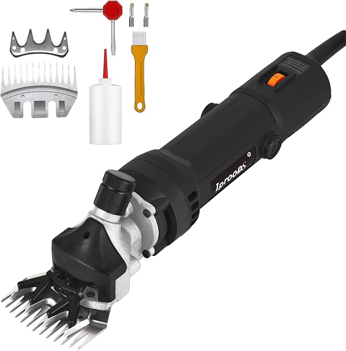 Sheep Shears, 750W Professional Electric Sheep Clippers with 6 Speed, Farm Livestock Clippers Kit Suitable for Thick Coat Animals （Comes with Spare Blades）