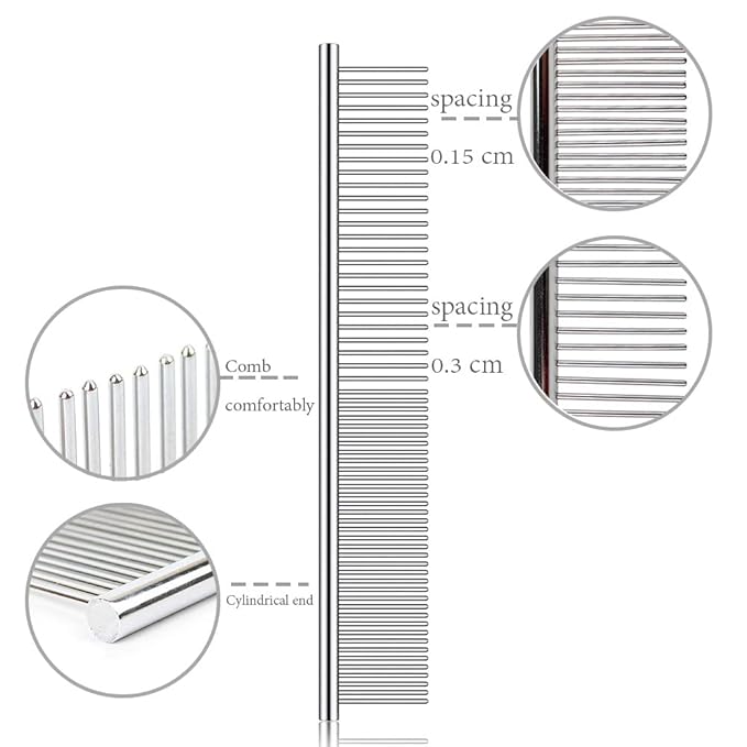 SKYPIA 5 Pcs Dog Comb Set - Tear Stain Remover, Flea Comb for Dogs and Cats, Grooming Kit for Small Pets