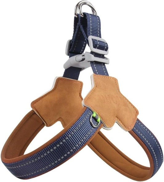 Dog Harness Y-Shaped Harness Breathable Heat Dissipation Easy to Wear Night Reflective Signs for Small and Large Dogs to Wear (Dark Blue,M Bust 18in-22in)