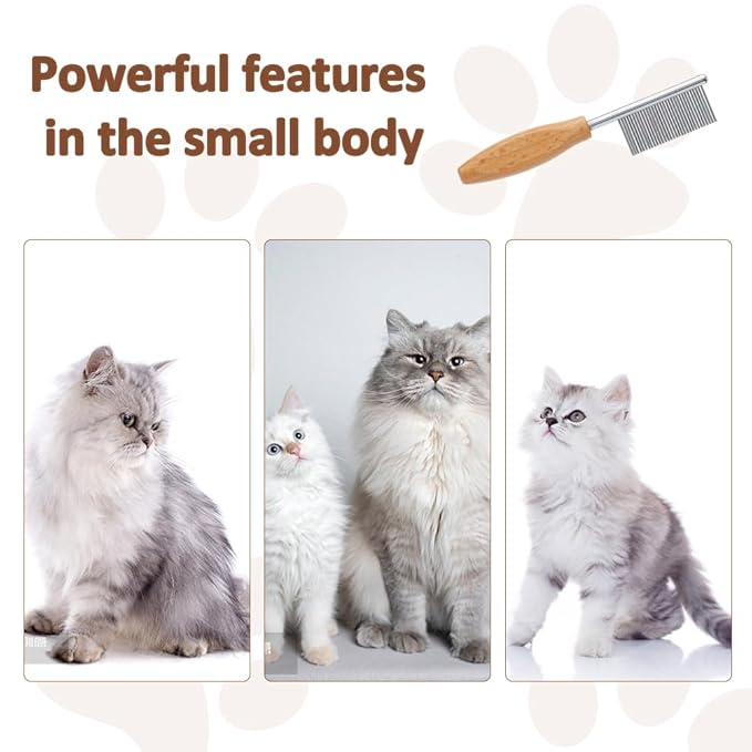 SUPERFINDINGS 3Pcs Pet Face and Finishing Comb for Cat Dog Stainless Steel Pet Hair Combs Fuller Brush Tear Stain Remover Tool for Grooming Pets with Long, Curly Hair Fur Detangler Tool Accessories