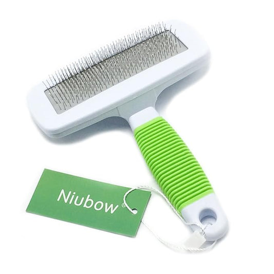 Professional Quality Pet Slicker Brush with Coated Pin Tips for Dogs & Cats - Gently Removes Mats & Loose Dead Hair Easily (Large, Green)