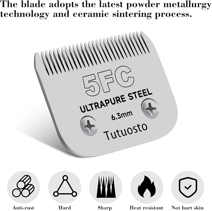 Size 10/5FC Clipper Blades Pet Grooming Clipper Replacement Blades Detachable Blade Compatible with andis/wahl/Oster Dog Clippers