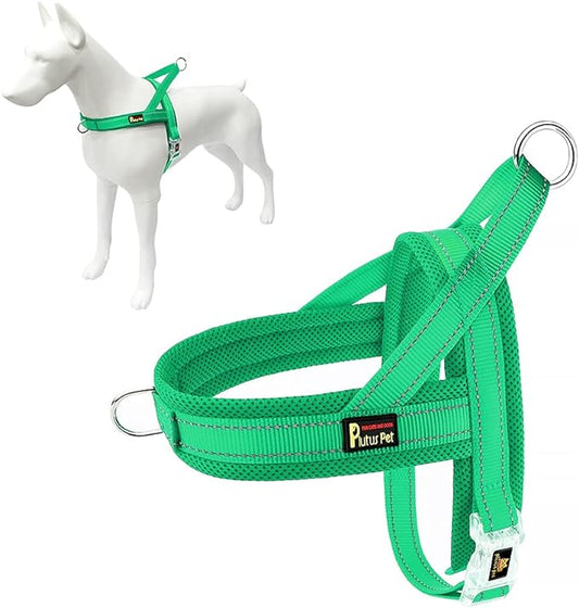Plutus Pet No Pull Dog Harness with Breathable Mesh Padded, Adjustable Reflective Escape Proof Dog Harness, Quick Fit Dog Vest Harness for Small Medium Large Dogs(XS, Green)