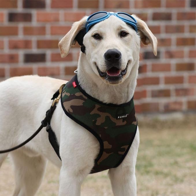 Puppia Soft Dog Harness No Choke Over-The-Head Triple Layered Breathable Mesh Adjustable Chest Belt and Quick-Release Buckle, Camouflage, X-Large