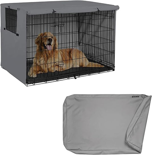 Explore Land 48 inch Gray Dog Crate Cover Bundle with 46 inch Dog Bed Cover