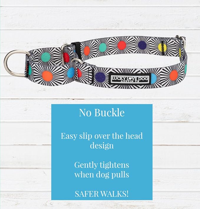 Lucky Love Dog, Adjustable Fun Style Martingale Collar for Dogs, Comfy & Bright Color, Premium No Slip Dog Collar - (Large, SOCO Mart - Combo)