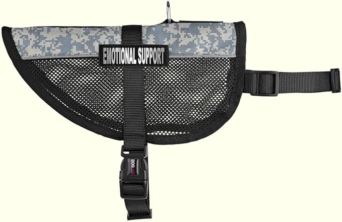 Dogline MaxAire Vest Emotional Support Removable Patch Adjustable Harness Reflective for Puppies Small Medium and Large Dogs 22 by 29 Inch Girth Urban Camo