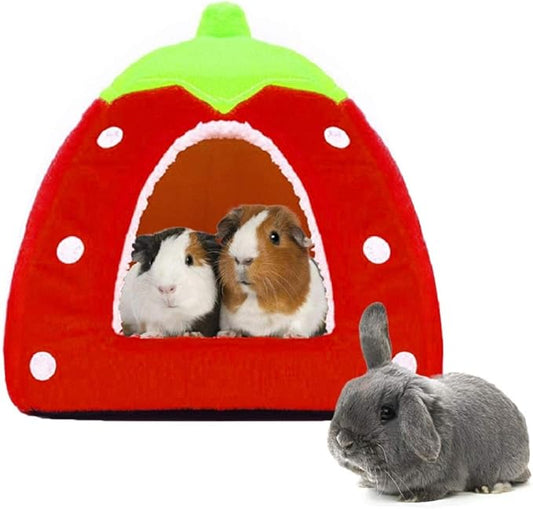 Spring Fever Hamster Guinea Pig Rabbit Dog Cat Chinchilla Hedgehog Bird Small Animal Pet Bed House Hideout Cage Accessorie B Red L (16.9 * 16.9 inch)