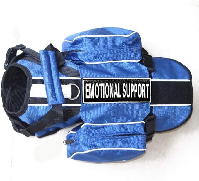 Service Dog Vest Mesh with Removable Emotional Support Label Patches Reflective Dog Harness(Blue,L)