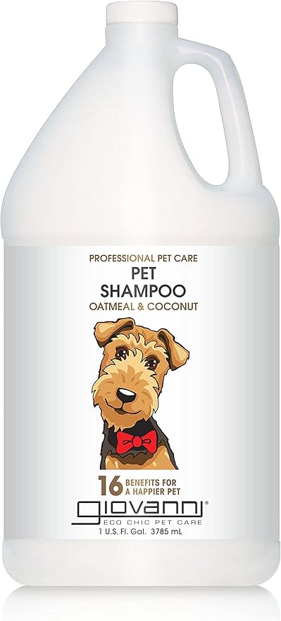 GIOVANNI Professional Pet Shampoo - Oatmeal & Coconut, Aloe Vera, for All Dog Fur Types, Deeply Cleanses, Silkens, Helps Neutralize Odors, Controls Static - 128 oz