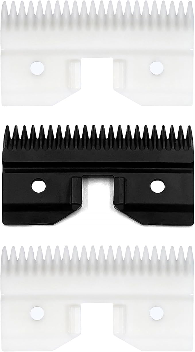 3PCS Ceramic Coarse Pet Replacement Blade Cutter Compatible with Andis 64440, Oster A5, Wahl KM Series Clipper, 22Teeth White and Black Ceramic Blade Cutter