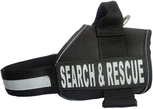 Search & Rescue Harness Vest Cool Comfort Nylon for dogs Small Medium Large Girth Purchase comes with 2 Reflective Search & Rescue removable patches. Please measure your dog before ordering.