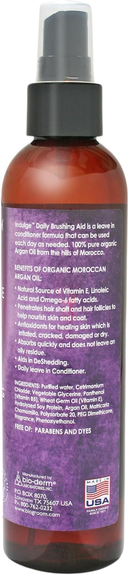 Bio-groom Indulge Argan Oil Dog Conditioner – No-Rinse, Deshedding Dog Bathing Supplies, Puppy Wash, Dog Grooming Supplies for Sensitive Skin, Cruelty-Free, Made in USA, Dog Spray – 12 fl oz 1-Pack