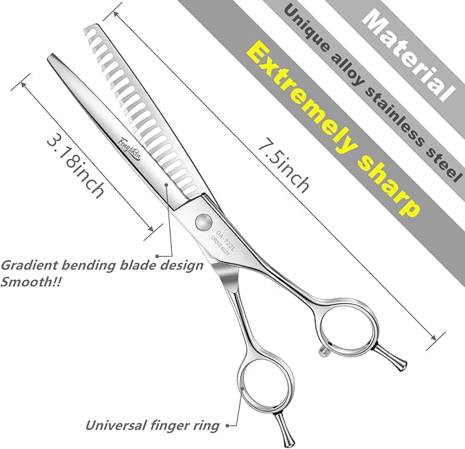 High-end Professional Dog Grooming Thinning Scissors Teeth Blending Shears Pet Texturizing Thinner Blender Shears 7 Inch Extremely Sharp Stainless Steel Alloy For Cat Horse And Other Animals