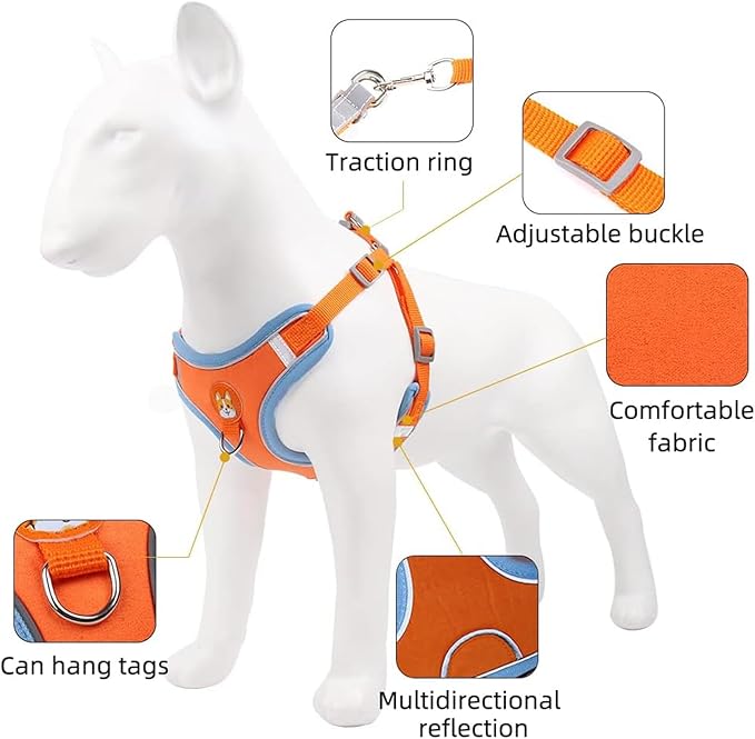 Dog Harness, Adjustable No Pull Dog Harness, Comfort Escape Proof Dog Harness, Dog Harness and Leash Set, Reflective Dog Vest Harness, Dog Harness for Small Dogs and Medium Size Dog