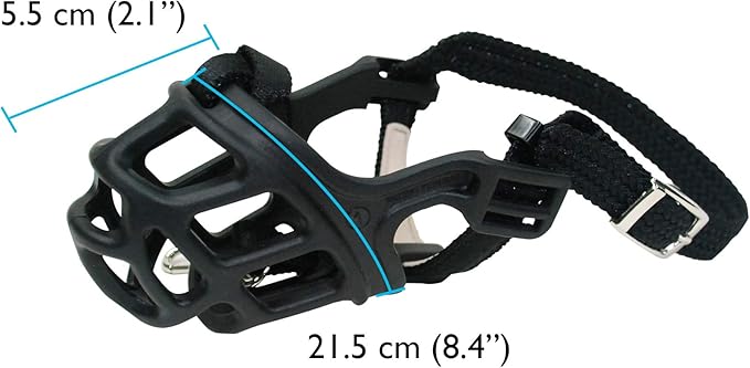 ZEUS Alpha TPR Muzzle for X-Small Dogs, Comfort Fit Design Prevents Biting, Barking and Chewing, Black