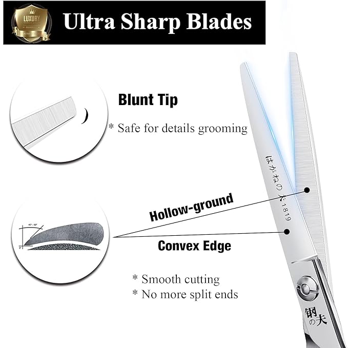 6 Inch Hair Cutting Scissors Straight Grooming Scissors for Small Dogs Cat & Hairstyle Sharp Haircut Scissors for Women Men Japanese Stainless Steel with Fine Adjustment Tension Screw