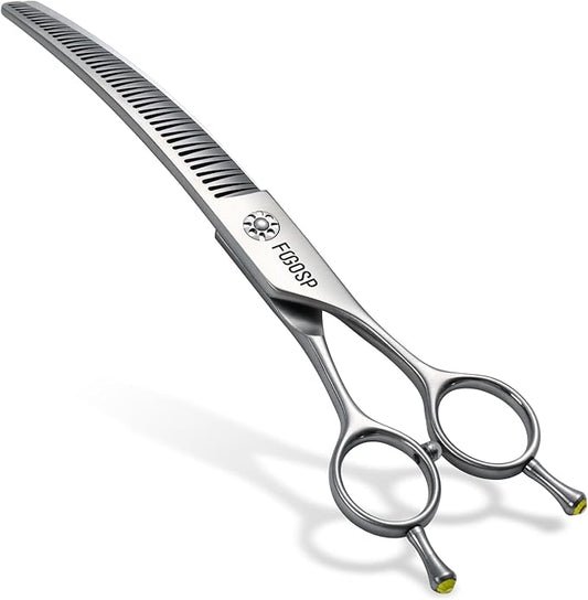 Professional 3D Curved Chunkers Dog Grooming Scissors 7.5'' Curved Thinning Shears for Dogs Pet 48 Teeth Japan VG10 Sharp and Durable