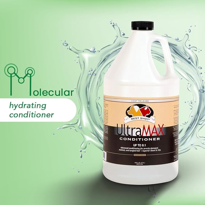 Best Shot UltraMAX Pro Conditioner, Hydrating Conditioner for Any Dog or Cat, Coat Release Technology, Sweet Pea Essence, 1.1-Gallon