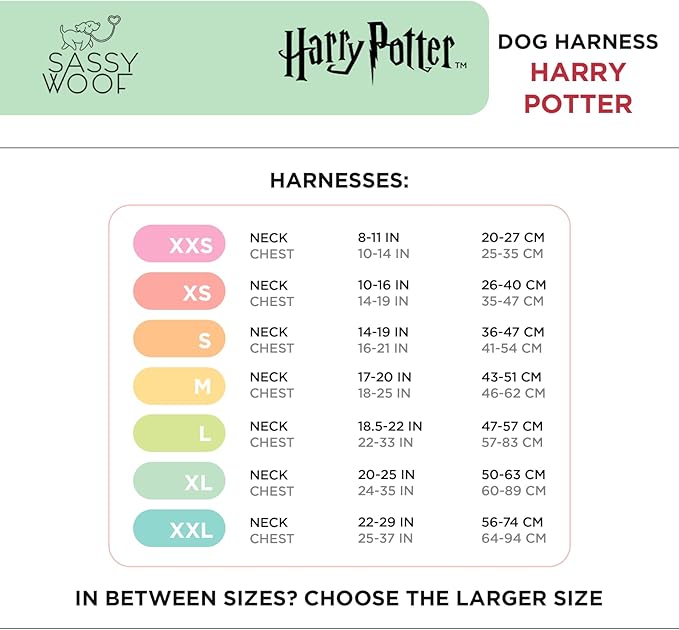 Dog Adjustable Harness - Harry Potter™ - L, Breathable Mesh, No Pull Design with Two D-Rings, Ideal for Large Dogs