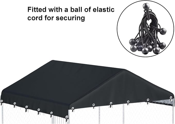 Outdoor Dog Kennel Cover 10'W x 10'L Made of 600D Waterproof Oxford Cloth- Black Replacement Kennel Cover（Without Frame）