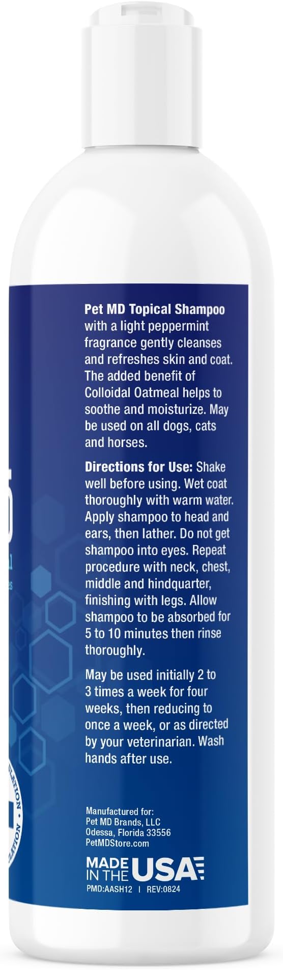 Pet MD TopicalShampoo for Dogs, Cats, & Horses- 12 oz