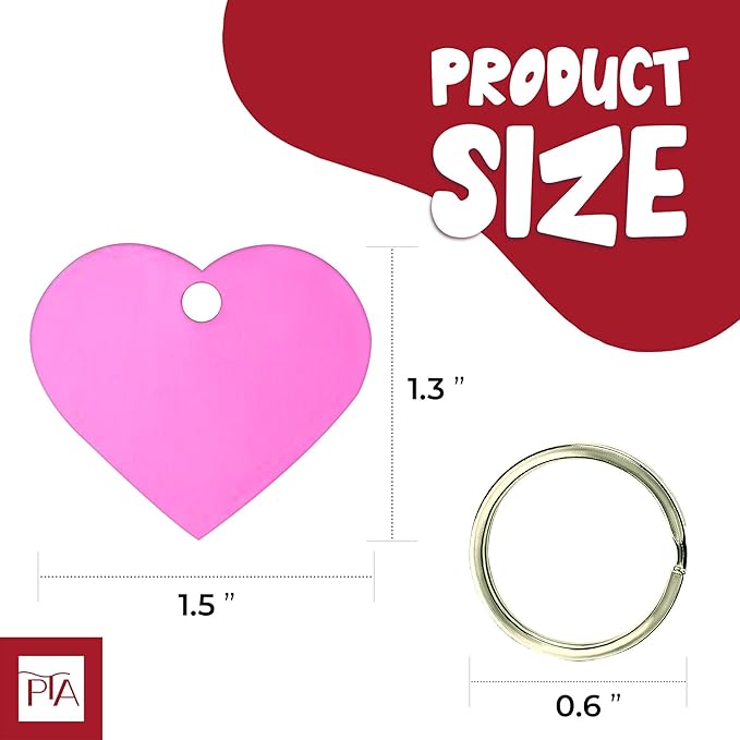 [Press TX Art] 40 Pcs Round(Circle), Bone, Rectangle, Heart Anodized Aluminum Stamping Blanks Tags 10 Mixed Colors Metal Engraving ID Name Tags with Rings (Hearts in 10 Colors)