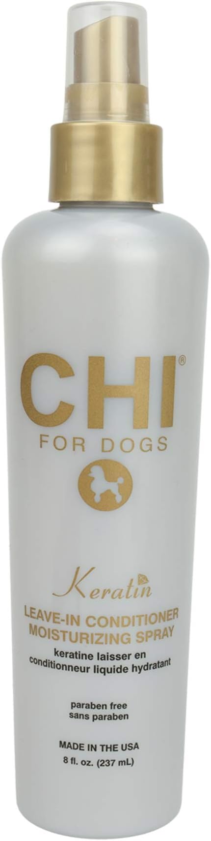 CHI For Dogs Keratin Leave In Conditioner Moisturizing Spray, 8 oz Paraben Free & pH Balanced for Dogs Made In the USA, Clear (FF9281)