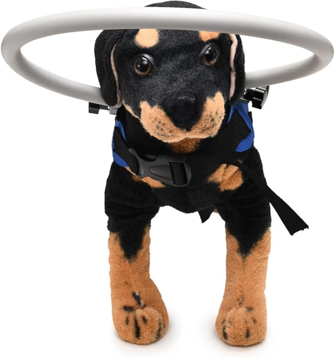 GabeFish Ring Harness for Blind Dog, Adjustable Blind Dog Ring, Blind Dog Accessories, Bumper Guards for Blind Dogs Blue Medium