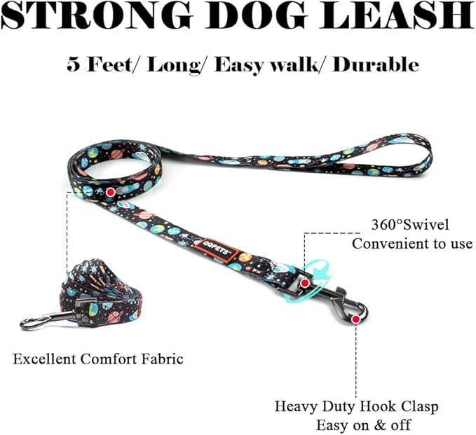 QQPETS Dog Harness Leash Set Adjustable Heavy Duty No Pull Halter Harnesses for Small Medium Large Breed Dogs Back Clip Anti-Twist Perfect for Walking (S(14"-20" Chest Girth), Space)