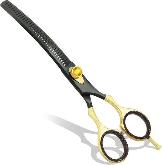 Curved Thinner Dog Scissors - Ergonomic Updated Dog Grooming Scissors Sharp Curved Blender Dog Shears 440C Stainless Steel Grooming Shears Professional Pet Shears for Groomer