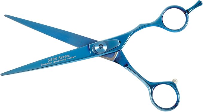 Master Grooming Tools 5200 Blue Titanium Shears — High-Performance Shears for Grooming Dogs - Straight, 6½"