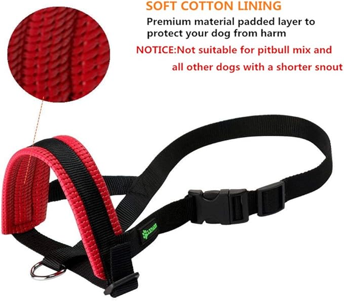 Nylon Dog Muzzle for Small,Medium,Large Dogs Prevent from Biting,Barking and Chewing,Adjustable Loop(L/Red)