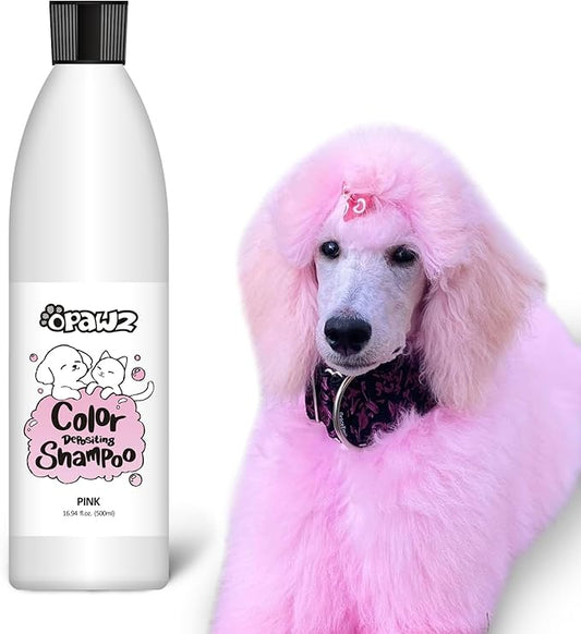 OPAWZ Color Depositing Shampoo for Dogs, Semi-Permanent Hair Dye Coloring, Non-Toxic Colorwash for Pets (Pink, 16.94 fl.oz / 500mL)