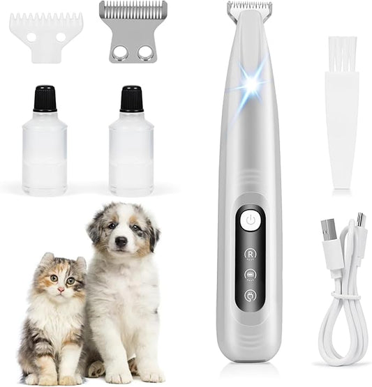 Dog Paw Trimmer,Upgraded Grooming Kit with LED Display,LED Light,Type-C Rechargeable,Cordless Feature,Low Noise Clipper for Dog and Other Pet's Hair Around Paw,Face,Eyes,Ears and Rump
