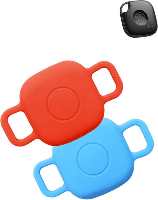 Case for Tile by Life360 Mate (2024) Bluetooth Tracker for Dog, Cat, Pets, Soft Silicone Protective Portable Scratch Shock Resistant，1 Red+1 Blue.