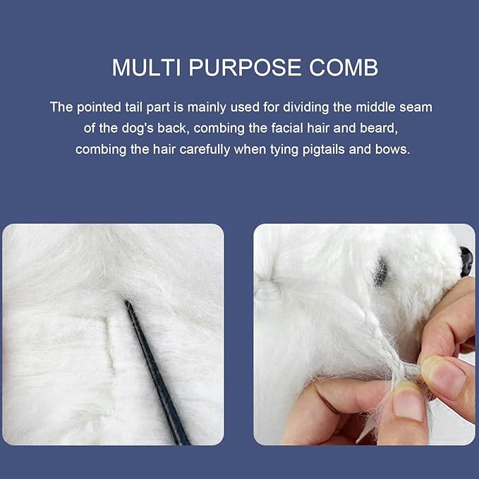 Round tooth metal dog comb is used for pet hair comb of dogs and cats to remove hair knots and entanglement. Professional pet hair comb styling comb(black)