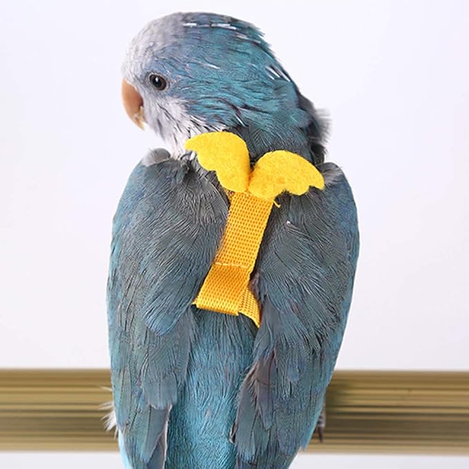 TBWHL Adjustable Parrot Bird Harness Leash Set Anti-bite Training Harness for Parrots Outdoor Flying Rope for Pigeon Grey Parrot Midsize Sulphur-Crested Cockatoo L (Yellow)