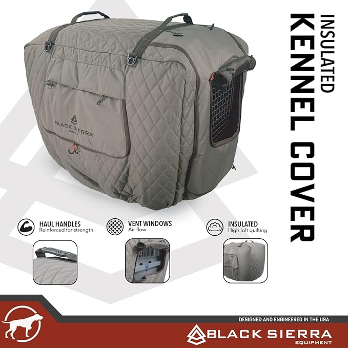 Black Sierra Insulated Extra Large Dog Kennel Cover- 41 Inch, Ventilated, Weather Resistant- Extra Large Crate Cover with Handles for Camping, Travel