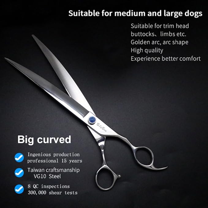 Curved Dog Scissors for Grooming,7.5" VG10 Steel Dog Grooming Scissors,25 Degree Bend,Sharp Blade with CNC Screw and Round Blunt Tip,Professional Pet Grooming Shears for Small Medium Dogs Cats Groomer