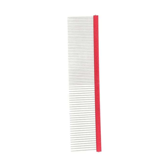 Greyhound Comb for Dogs, Metal Dog Comb with Rounded Ends, 2-in-1 Design for Grooming Matting, Red