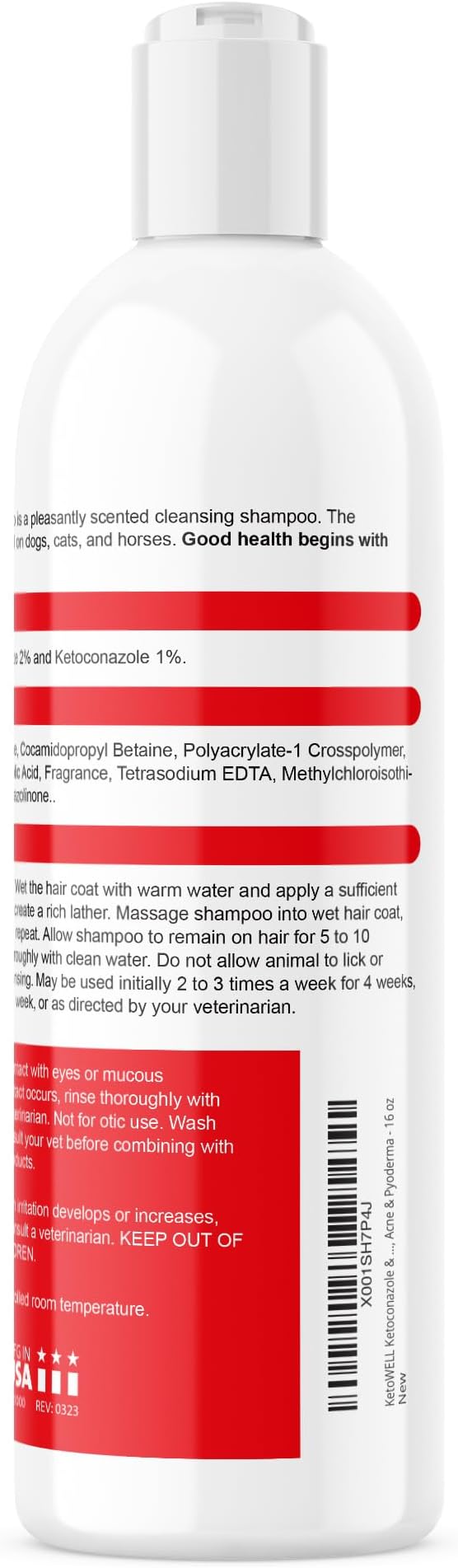 KetoWELL Topical Shampoo for Dogs, Cats and Horses - 16 Oz