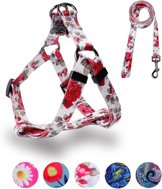 QQPETS Dog Harness Leash Set Adjustable Heavy Duty No Pull Halter Harnesses for Small Medium Large Breed Dogs Back Clip Anti-Twist Perfect for Walking (L(23"-32" Chest Girth), Rose)