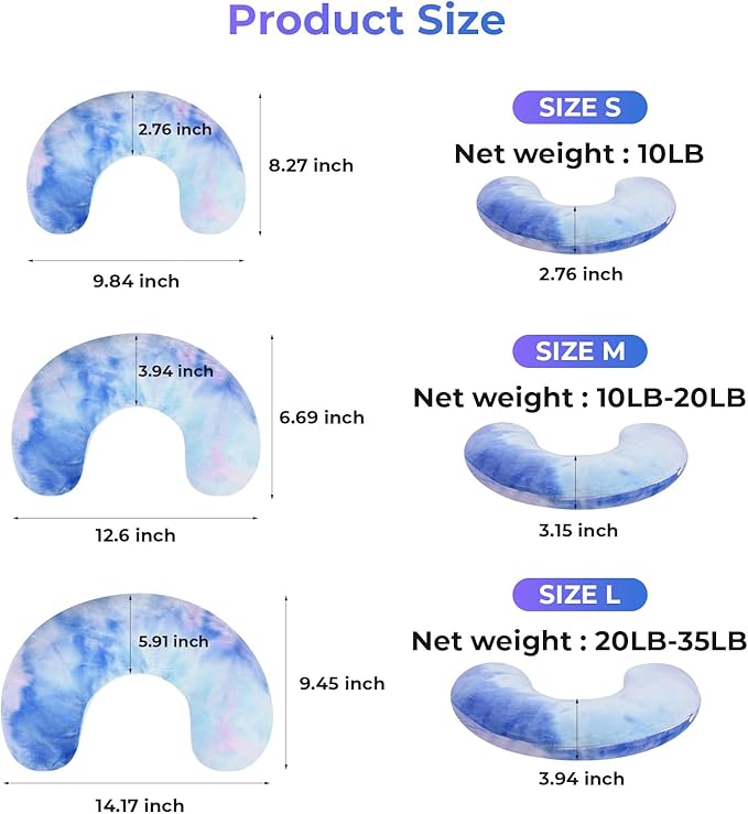 Dog Pillow, U-Shaped Dog Calming Pillow for Pet, Soft Dog Neck Pillow Machine Washable Dog Bed Pillow for Dog and Cat Enhance Sleep Quality (Purple Blue, Small)