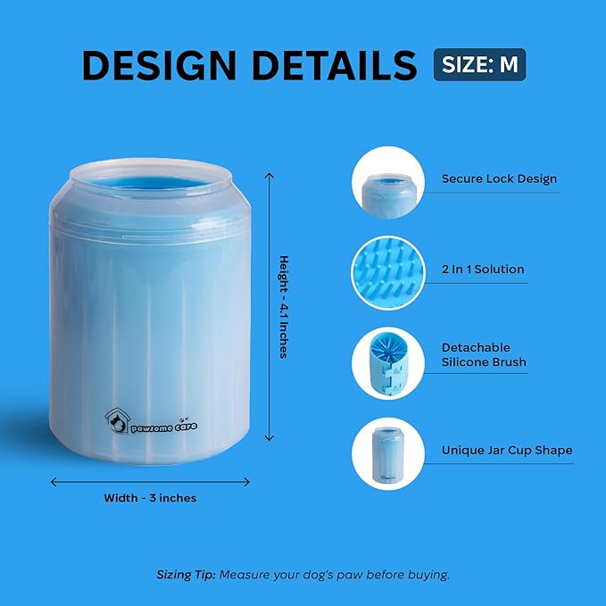 Pet Paw Cleaner & Scrubber For Dogs, Durable & Non-Slip Washer Cup For Medium Size Dogs & Puppies With Silicone Bristle Brush, Cleanser Cup For Dirt And Mud Removal, Achieve Clean Paws & Feet Faster