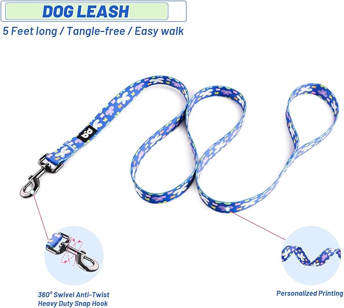 QQPETS Dog Harness Leash Set Adjustable Heavy Duty No Pull Halter Harnesses for Small Medium Large Breed Dogs Back Clip Anti-Twist Perfect for Walking